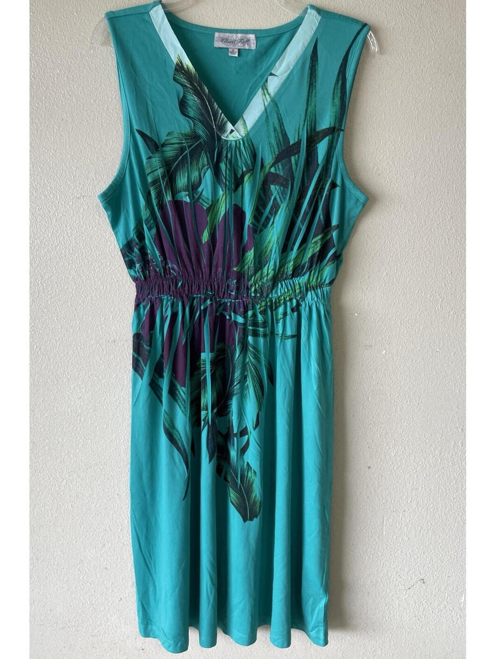 M Green Floral Sublimation Dress Sleeveless Closet Full Brand